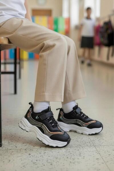 Vicco Hack Orthopedic Girls' Black Glitter Comfortable Sneaker