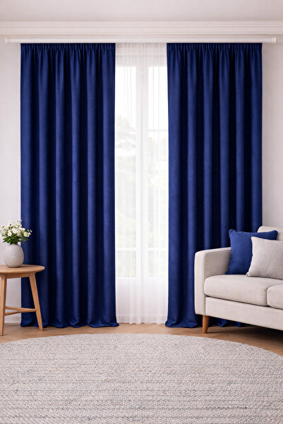 SHY TEKSTİL Elegance Series Lüks Lacivert Renk Petek Kadife Dokulu Düz Dikim ...