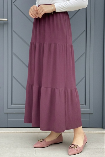 İmajButik Φούστα Dusty Rose με ελαστική μέση και πτυχώσεις