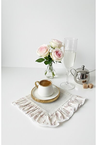 Doğa teks home Vintige çiçek desenli Kahve Sunum Peçetesi (2 adet) doğa ham k...