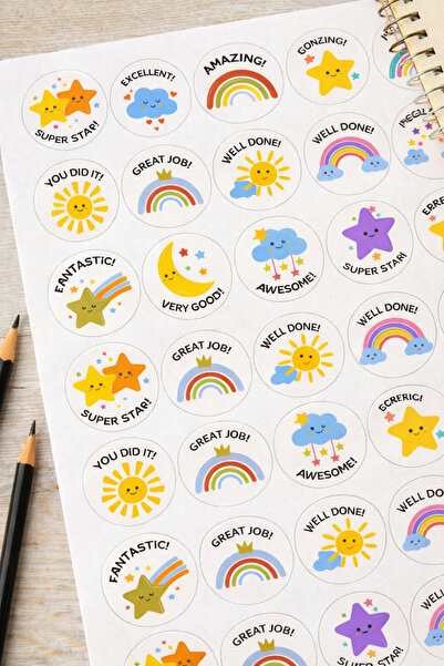 Runrux 108 ملصق تحفيزي للطلاب - مجموعة ملصقات نجاح ملونة مقاس 2.5 × 2.5 سم