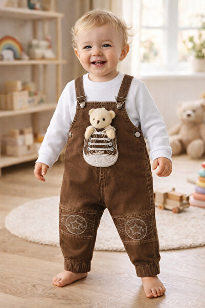 be&en kids Bebek Kot Salopet Takım Jean Tulum Bodyli 2’li Set