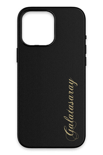 Galatasaray iPhone 16 Pro Max Uyumlu Gold El Yazı Deri Magsafe Lisanslı Telef...