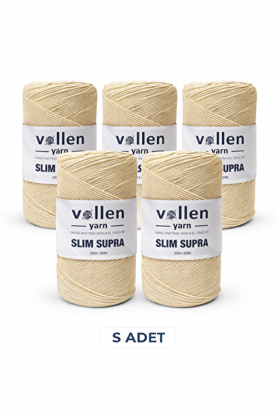vollen yarn Slim Supra Makrome İp Mumlu Pase İp 200gr 200mt 5’li Paket Çanta İpi