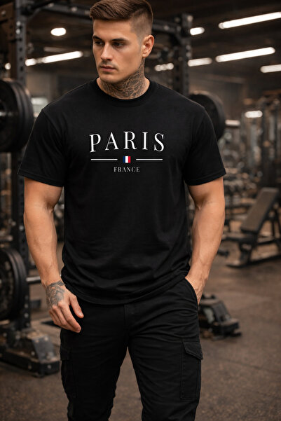 dont quıt Black 100% Cotton Comfortable Fit T-Shirt Paris Logo