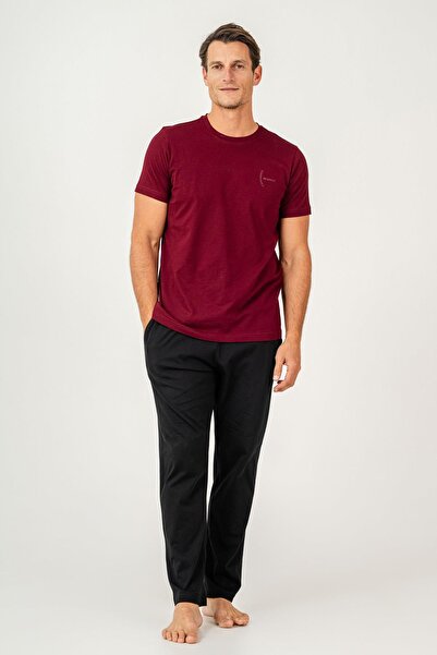 Arnetta Men's Pajama Set 100% Cotton – Short Sleeve Top & Long Bottom with Po...