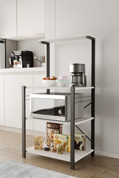 bodygym Rafora Metal Mutfak Bango Çok Katlı Mikrodalga Fırın ve Kahve Köşesi ...