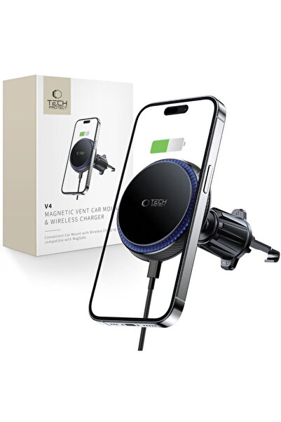 Tech-Protect USB-A + USB-C Cable MagSafe 15W Inductive Charger for Air Vent B...