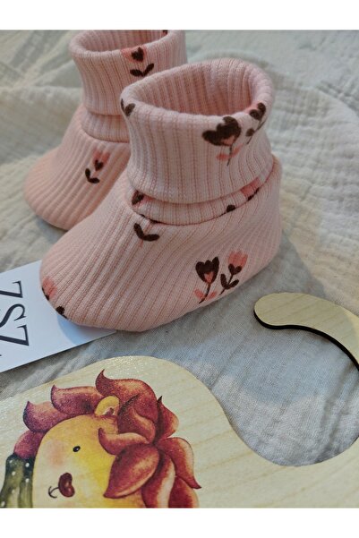 zsz tasarım PUDRA PEMBE PAMUKLU BEBEK PATIK