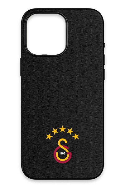Galatasaray iPhone 16 Pro Max Uyumlu 5 Yıldız Arma Deri Magsafe Lisanslı Tele...