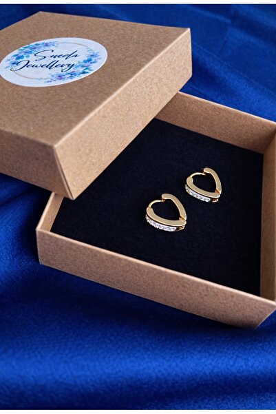 Sueda Jewellery Sueda Oval Kalp Taşlı Halka Küpe