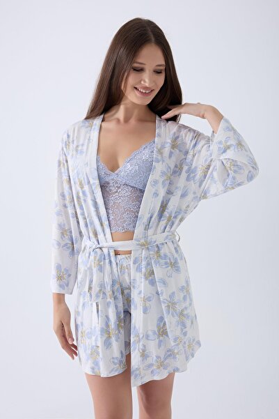 Arnetta Set de pijamale și halate pentru femei, 50% bumbac, 50% modal, 3 pies...