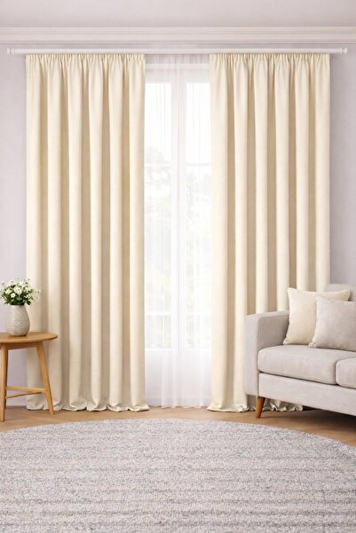 SHY TEKSTİL Elegance Series Lüks Krem Renk Petek Kadife Dokulu Düz Dikim Tek ...