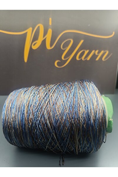Pİ Yarn خيط أزيتا فيلاتي بورابورا 100% فيسكوز مستورد - بني-أزرق 200 جرام