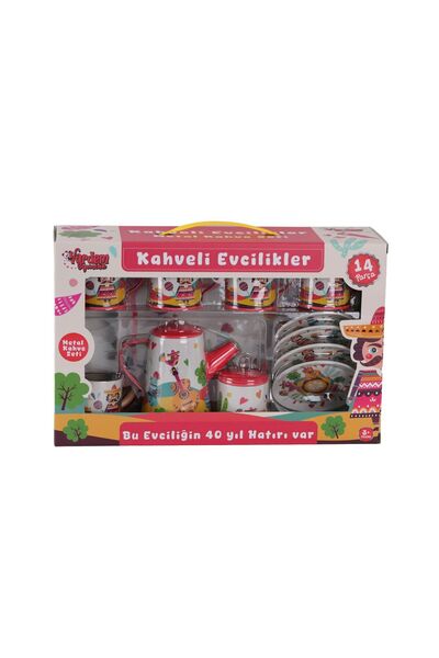 Kids Atf-996-7A-10A 14 Piece Patterned Metal Tea Set