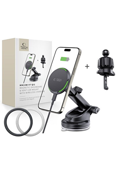 Tech-Protect Cablu QI 2 USB-C la USB-C inclus Încărcător inductiv Negru