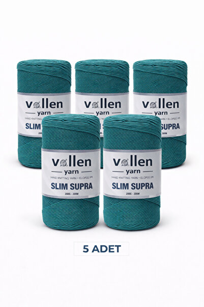 vollen yarn Slim Supra Makrome İp Mumlu Pase İp 200gr 200mt 5’li Paket Çanta İpi