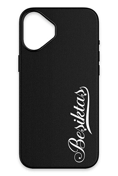 Beşiktaş iPhone 16 Uyumlu El Yazı Deri Magsafe Lisanslı Telefon Kılıfı
