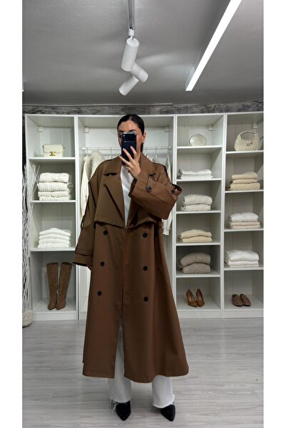 LUUNA STORE Oversize Long Trench Coat - Mocha