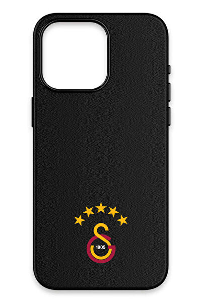 Galatasaray iPhone 15 Pro Max Uyumlu 5 Yıldız Arma Deri Magsafe Lisanslı Tele...