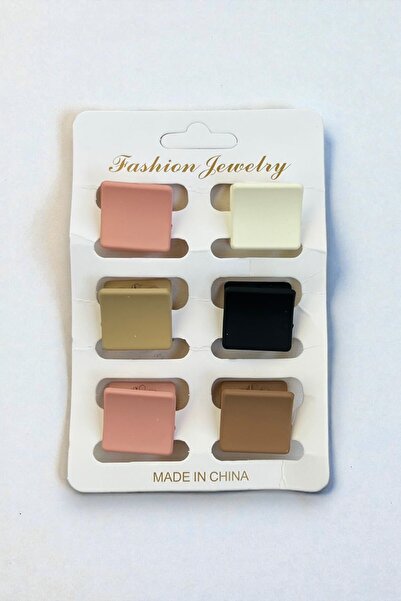 VERA HOUSE 6-piece colorful square 2 cm hair clips for girls