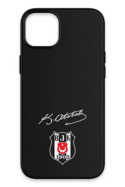 Beşiktaş iPhone 15 Uyumlu Arma Atatürk İmza Deri Magsafe Lisanslı Telefon Kılıfı