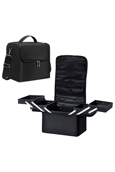 NEXTLY Geantă cosmetică multifuncțională, impermeabilă, neagră