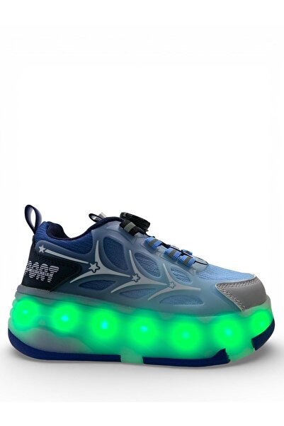 Marco Kids 1801 Boy's Blue Light-Up Wheeled Sneaker