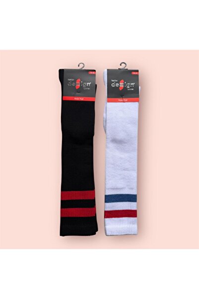 Design Socks جوارب نسائية مخططة بطول الركبة من ديزاين، زوجان