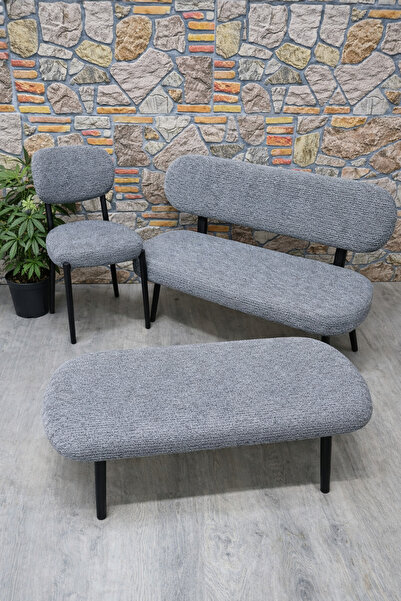 kılıfteks Bench, Pouf 1 Piece and Apple 2 Piece Jacquard Set