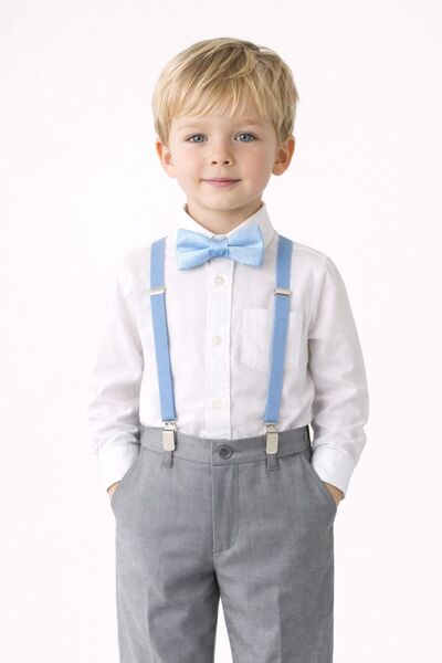 MODA Erkek Çocuk Papyon ve Askı Seti - Siyah/ Açık Mavi- Ayarlanılabilir.