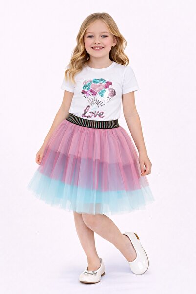 Nacar 23 Nisan 29 Ekim Gösteri Kıyafeti Kız Çocuk Payet Detaylı Love Tişört &...