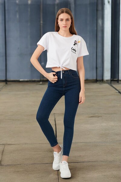 Livik Pantaloni din denim Kutri pentru copii, albastru marin, cu talie elasti...