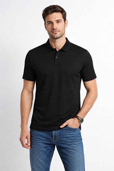 Cazador Ανδρικό μπλουζάκι πόλο 44095 Μαύρο σε κανονική εφαρμογή