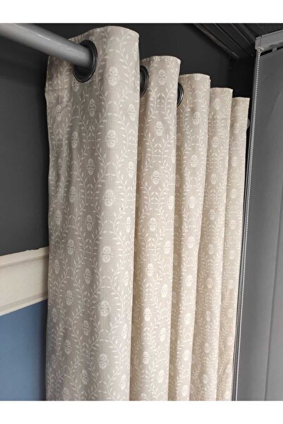 Evcimenhome Rustic Curtain (Lined) Linen Fabric. Eyelet Metal Ring 170Cmx225Cm