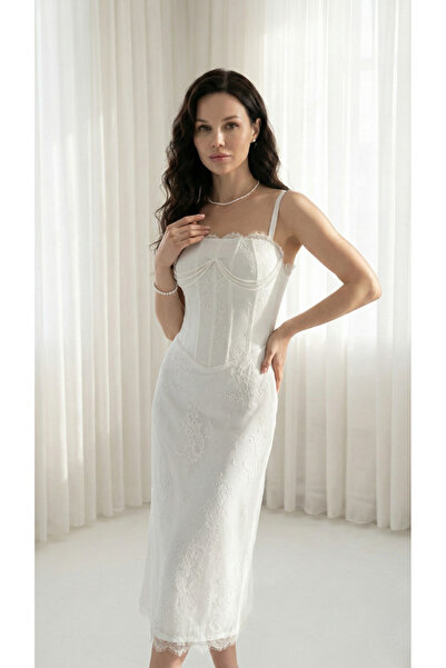 Glorvia İncili Dantelli Nikah Elbisesi