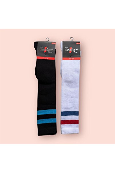 Design Socks Șosete de damă cu dungi, până la genunchi, 2 perechi