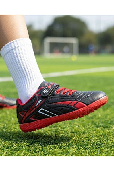 KANTEX Ghete de fotbal pentru copii cu bandă velcro și șireturi elastice Futb...