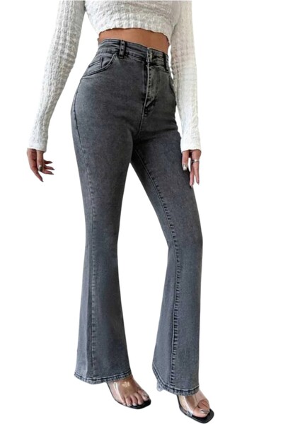 Livik Blugi Agraa pentru femei, din Lycra afumată, cu talie înaltă și croială...