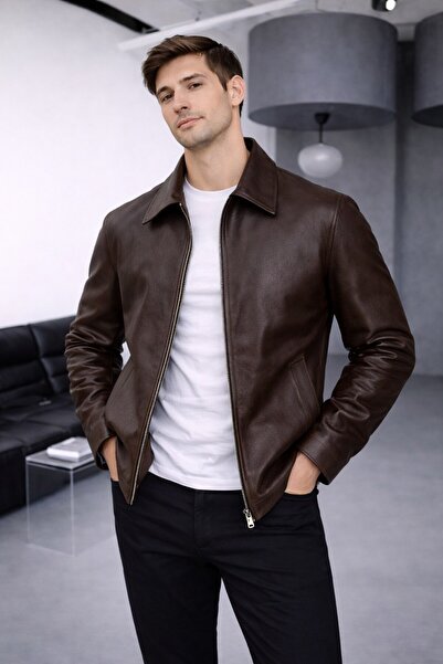 BASEL.CO Timeless Style Stylish Basic Leather Jacket