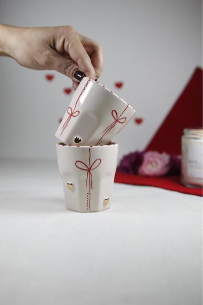 his ceramic 2'Li Kalpli Sevgililer günü Özel Kupa Kulpsuz 24k Gold Detaylı 18...