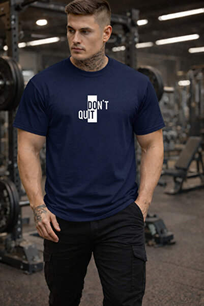 DEEPSENCE Navy Blue 100% Cotton T-Shirt Dont Quit Logo