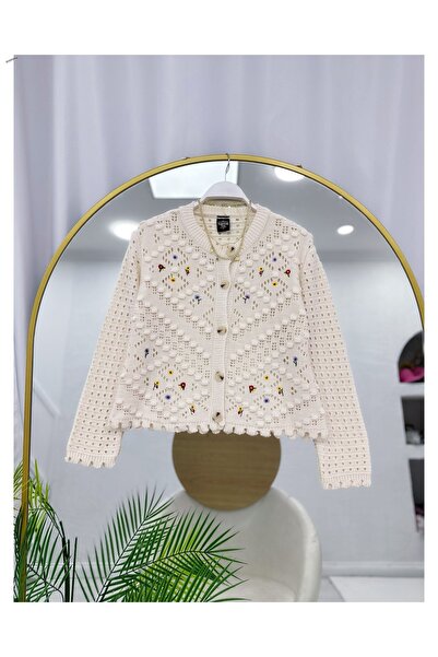 YEDİLALE Dirt Flower Knitted Cardigan [Standard Size Suitable for Size Range ...