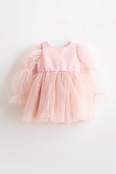 Banamio Rochie pentru fete Pearlie din tul cu sclipici și mâneci cu șnur