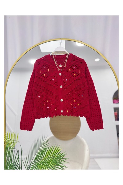 YEDİLALE Dirt Flower Knitted Cardigan [Standard Size Suitable for Size Range ...