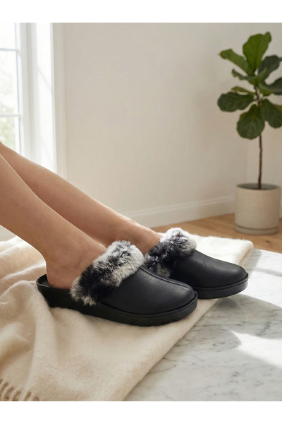 Shoebuo Women's Furry House Slippers with Massage-Enhancing Special Sole, Lig...