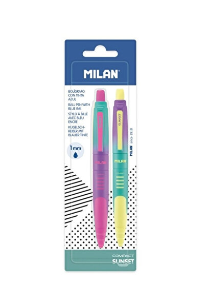 Milan Sunset Compact 2'li Tükenmez Kalem Seti (Mavi Mürekkep)