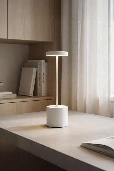 Vadi Dokunmatik Şarjlı 3 Kademeli Işıklı Led Masa Lambası Beyaz Metal Modern ...