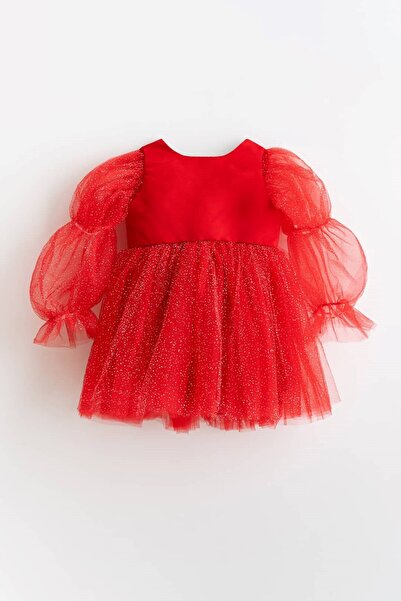 Banamio Rochie pentru fete Pearlie din tul cu sclipici și mâneci cu șnur