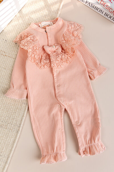 Babymod 100% Cotton Baby Girl Romper with Guipure Bow